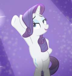 Size: 891x937 | Tagged: safe, screencap, rarity, pony, unicorn, fake it 'til you make it, g4, beautiful, bipedal, cropped, cutie mark, eyeshadow, female, hooves on hips, lidded eyes, makeup, mare, open mouth, pose, spotlight, stupid sexy rarity
