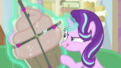 Size: 1280x720 | Tagged: safe, screencap, starlight glimmer, pony, g4, interseason shorts, starlight the hypnotist, female, kite, mare, solo, that pony sure does love kites, tongue out