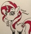 Size: 2631x2882 | Tagged: safe, artist:xenoteeth3, sunset shimmer, pony, unicorn, g4, cute, cutie mark, female, high res, limited palette, looking at you, mare, partial color, signature, simple background, smiling, solo, traditional art, white background