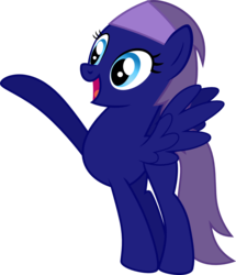 Size: 915x1064 | Tagged: safe, artist:chipmagnum, oc, oc only, unnamed oc, pegasus, pony, g4, blue coat, blue eyes, eyelashes, female, mare, missing cutie mark, open mouth, raised hoof, simple background, smiling, solo, spread wings, standing, transparent background, vector, wings