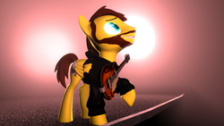 Size: 1280x720 | Tagged: safe, artist:sky chaser, oc, oc only, oc:sky chaser, pony, 3d, beard, clothes, facial hair, guitar, hoodie, male, solo, source filmmaker, stallion
