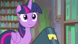 Size: 480x270 | Tagged: safe, screencap, berry blend, berry bliss, november rain, silverstream, twilight sparkle, alicorn, classical hippogriff, earth pony, hippogriff, ladybug, pony, unicorn, g4, starlight the hypnotist, spoiler:interseason shorts, adorable distress, animated, balcony, book, c:, coccinellidaephobia, confused, cute, escape, faic, falling, female, floppy ears, friendship student, frown, funny, gif, horses doing horse things, library, majestic as fuck, male, mare, raised eyebrow, running, running in place, scared, smiling, so ridiculous it's funny, solo focus, stallion, twiabetes, twilight hates ladybugs, twilight sparkle (alicorn), wide eyes
