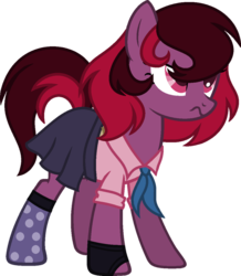 Size: 800x916 | Tagged: safe, artist:t-aroutachiikun, oc, oc only, earth pony, pony, clothes, female, mare, shirt, simple background, skirt, socks, solo, transparent background