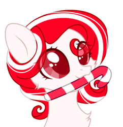 Size: 2634x2720 | Tagged: safe, artist:dashblitzfan4ever, oc, oc only, earth pony, pony, bust, candy, candy cane, cheek fluff, chest fluff, eye clipping through hair, female, food, high res, mare, mouth hold, portrait, simple background, solo, transparent background