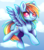 Size: 700x802 | Tagged: safe, artist:cabbage-arts, rainbow dash, pegasus, pony, g4, cloud, colored pupils, cute, dashabetes, eye clipping through hair, female, flying, mare, sky, smiling, solo, spread wings, wings