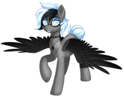 Size: 1280x1010 | Tagged: safe, artist:scarlet-spectrum, oc, oc only, pegasus, pony, deviantart watermark, female, glasses, jewelry, mare, necklace, obtrusive watermark, short tail, simple background, solo, transparent background, watermark