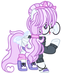 Size: 1280x1516 | Tagged: safe, artist:bezziie, oc, oc only, pegasus, pony, bow, clothes, female, glasses, mare, simple background, solo, sweater, tail bow, transparent background