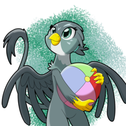 Size: 5000x5000 | Tagged: safe, artist:chedx, gabby, griffon, g4, absurd resolution, ball, beach ball, cute, fanart, female, gabbybetes, simple background, solo, transparent background