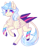 Size: 131x154 | Tagged: safe, artist:kseniyart, oc, oc only, oc:circus candy, pegasus, pony, colored wings, multicolored wings, pixel art, simple background, solo, transparent background