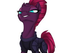 Size: 1032x774 | Tagged: safe, artist:radioactivepotato123, tempest shadow, pony, g4, fangs, female, mare, slit pupils, solo