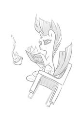 Size: 709x1074 | Tagged: safe, artist:tomatocoup, twilight sparkle, pony, g4, book, chair, cup, falling, female, solo