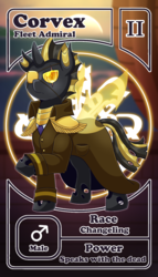 Size: 800x1399 | Tagged: safe, artist:vavacung, oc, changeling, card, changeling oc, character card, male, pactio card, yellow changeling