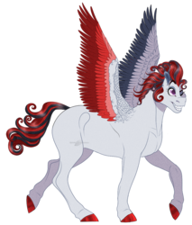 Size: 894x1049 | Tagged: safe, artist:bijutsuyoukai, oc, oc only, pegasus, pony, colored wings, female, mare, multicolored wings, offspring, one eye closed, parent:rumble, parent:twist, simple background, solo, transparent background, wink