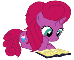 Size: 1072x875 | Tagged: safe, artist:徐詩珮, oc, oc only, oc:betty pop, pony, unicorn, book, female, filly, magical lesbian spawn, offspring, parent:glitter drops, parent:tempest shadow, parents:glittershadow, prone, simple background, solo, transparent background
