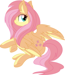 Size: 6561x7524 | Tagged: safe, artist:aureai-sketches, artist:cyanlightning, fluttershy, pegasus, pony, g4, absurd resolution, back, cute, ear fluff, female, looking back, mare, simple background, sitting, solo, spread wings, transparent background, vector, wings