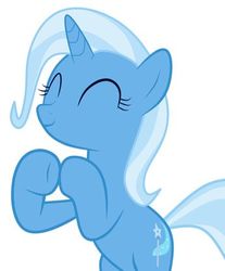 Size: 345x417 | Tagged: safe, trixie, pony, unicorn, g4, excited, eyes closed, female, happy, simple background, solo, white background