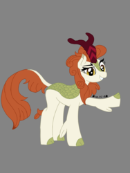 Size: 768x1024 | Tagged: safe, artist:shooting star, autumn blaze, kirin, pony, g4, canon style, female, flat colors, gray background, quadrupedal, show accurate, simple background, solo