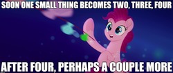 Size: 1920x808 | Tagged: safe, edit, edited screencap, screencap, pinkie pie, seapony (g4), g4, my little pony: the movie, caption, image macro, meme, one small thing, seaponified, seapony pinkie pie, song reference, species swap, text