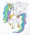 Size: 1997x2341 | Tagged: safe, artist:dreamvirusomega, princess celestia, alicorn, pony, g4, jewelry, looking to the left, open mouth, raised hoof, regalia, simple background, spread wings, traditional art, white background, wings