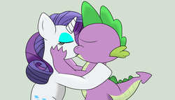 Size: 7055x4055 | Tagged: safe, artist:emerwarriordeer, rarity, spike, dragon, pony, unicorn, g4, absurd resolution, duo, female, kiss on the lips, kissing, male, mare, ship:sparity, shipping, simple background, straight