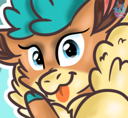 Size: 1378x1269 | Tagged: safe, artist:rainbow eevee, velvet (tfh), deer, reindeer, them's fightin' herds, cloven hooves, colored hooves, community related, cute, female, looking at you, selfie, simple background, solo, tongue out