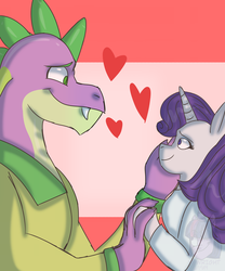 Size: 1000x1200 | Tagged: safe, artist:vdwright, rarity, spike, anthro, g4, female, holiday, male, older, older spike, ship:sparity, shipping, straight, valentine's day