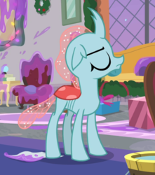 Size: 724x818 | Tagged: safe, screencap, ocellus, changedling, changeling, g4, the hearth's warming club, cropped, eyes closed, female, solo
