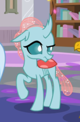 Size: 347x530 | Tagged: safe, screencap, ocellus, changedling, changeling, g4, the hearth's warming club, cropped, female, raised eyebrow, solo