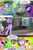 Size: 1800x2740 | Tagged: safe, artist:candyclumsy, spike, twilight sparkle, oc, oc:candy clumsy, oc:tommy the human, alicorn, dragon, pegasus, pony, comic:twilight's kronenberg, g4, alicorn oc, book, canterlot, comic, commissioner:bigonionbean, dialogue, fourth wall, hug, library, nuzzling, twilight sparkle (alicorn), writer:bigonionbean