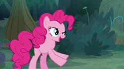 Size: 1920x1080 | Tagged: safe, screencap, pinkie pie, earth pony, pony, g4, my little pony: friendship is magic, the mean 6, derp, everfree forest, female, mare, solo