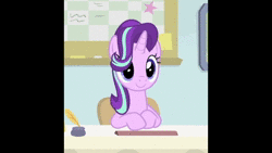Size: 1920x1080 | Tagged: safe, derpibooru exclusive, edit, edited screencap, screencap, starlight glimmer, pony, unicorn, g4, interseason shorts, starlight the hypnotist, 70s, abba, animated, c:, cute, female, gimme! gimme! gimme! (a man after midnight), glimmerbetes, glimmy, hair flip, hair over one eye, headbob, mare, smiling, solo, sound, webm