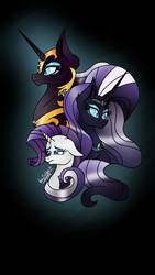 Size: 1080x1920 | Tagged: safe, artist:misscandyt, idw, nightmare rarity, rarity, g4, armor, crying, dark, female, mare
