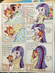 Size: 2448x3264 | Tagged: safe, artist:crystal2riolu, sunset shimmer, twilight sparkle, equestria girls, g4, age regression, baby, babyset shimmer, comic, crib, diaper, high res, misspelling of you're, sunset satan, traditional art