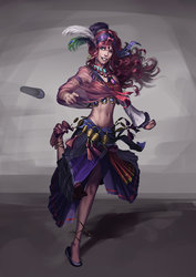 Size: 2059x2913 | Tagged: dead source, safe, artist:sunset tide, pinkie pie, human, equestria girls, g4, abs, anklet, balancing, barefoot, belly button, belly chain, clothes, feet, female, gray background, grin, gypsy pie, high res, hooped earrings, humanized, kicking, looking at you, midriff, one eye closed, rpg, shoes, simple background, smiling, solo, toned, wink, woman