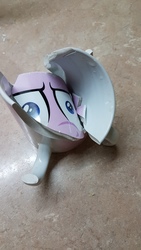 Size: 756x1344 | Tagged: safe, anonymous artist, starlight glimmer, pony, g4, marks for effort, bad end, broken, cup, customized toy, i mean i see, irl, oops, photo, sad, shattered, toy, tragedy