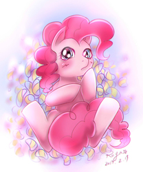 Size: 1000x1200 | Tagged: safe, artist:roya, pinkie pie, earth pony, pony, g4, blushing, candy, cute, diapinkes, digital art, female, food, looking at you, mare, solo