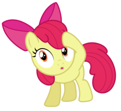 Size: 6564x6000 | Tagged: safe, artist:estories, apple bloom, earth pony, pony, g4, :o, absurd resolution, female, open mouth, raised hoof, simple background, solo, transparent background, vector