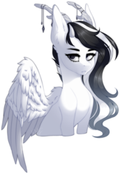 Size: 1735x2518 | Tagged: safe, artist:dustyonyx, oc, oc only, pegasus, pony, antlers, bust, female, mare, portrait, simple background, solo, transparent background