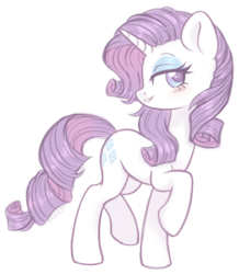 Size: 1350x1550 | Tagged: safe, artist:hawthornss, rarity, pony, unicorn, g4, blushing, eyeshadow, female, looking at you, makeup, mare, redraw, simple background, smiling, solo, white background