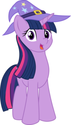 Size: 2543x4452 | Tagged: safe, artist:pink1ejack, twilight sparkle, pony, unicorn, g4, cute, female, hat, high res, mare, open mouth, simple background, smiling, solo, transparent background, twiabetes, vector, wizard hat