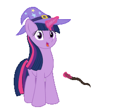 Size: 1055x947 | Tagged: safe, artist:pink1ejack, edit, twilight sparkle, pony, unicorn, g4, animated, cute, female, gif, glowing horn, hat, horn, magic, mare, open mouth, simple background, smiling, solo, telekinesis, transparent background, twiabetes, unicorn twilight, vector, wand, wizard hat