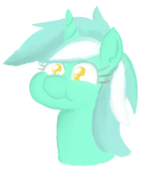 Size: 614x741 | Tagged: safe, artist:jargon scott, lyra heartstrings, pony, unicorn, g4, bust, female, mare, scrunchy face, simple background, solo, white background