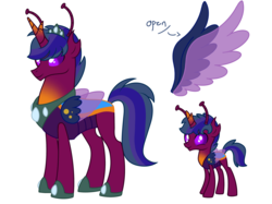 Size: 2732x2048 | Tagged: safe, artist:percy-mcmurphy, oc, oc only, oc:alistair, changepony, hybrid, antennae, colored sclera, high res, interspecies offspring, offspring, parent:thorax, parent:twilight sparkle, parents:twirax, simple background, transparent background, young