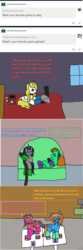 Size: 1203x3627 | Tagged: safe, artist:ask-luciavampire, oc, bat pony, earth pony, pegasus, pony, unicorn, tumblr:ask-the-pony-gamers, ask, dance dance revolution, game, tumblr