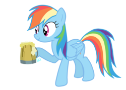 Size: 1057x755 | Tagged: safe, rainbow dash, pony, g4, the super speedy cider squeezy 6000, cider, female, looking to the left, signature, simple background, smiling, solo, tankard, transparent background, vector