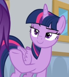 Size: 797x893 | Tagged: safe, screencap, twilight sparkle, alicorn, pony, friendship university, g4, cropped, female, lidded eyes, smiling, smirk, solo focus, twilight sparkle (alicorn)