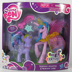 Size: 600x600 | Tagged: safe, princess celestia, princess luna, alicorn, pony, g4, official, brushable, female, irl, photo, pinklestia, royal sisters, s1 luna, siblings, sisters, toy, transparent wings, wings
