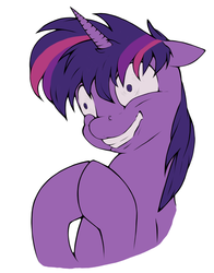 Size: 2537x3233 | Tagged: safe, artist:bluvsred, derpibooru exclusive, twilight sparkle, pony, unicorn, g4, crazy eyes, crazy face, faic, high res, simple background, twilight snapple, unicorn twilight, white background