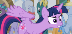 Size: 1507x718 | Tagged: safe, screencap, twilight sparkle, alicorn, pony, friendship university, g4, my little pony: friendship is magic, defensive, female, solo focus, spread wings, twilight sparkle (alicorn), wings