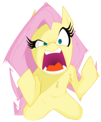 Size: 5459x6572 | Tagged: safe, artist:mickeymonster, artist:tyler611, fluttershy, pony, g4, absurd resolution, female, flutterrage, screaming, shading, simple background, solo, transparent background